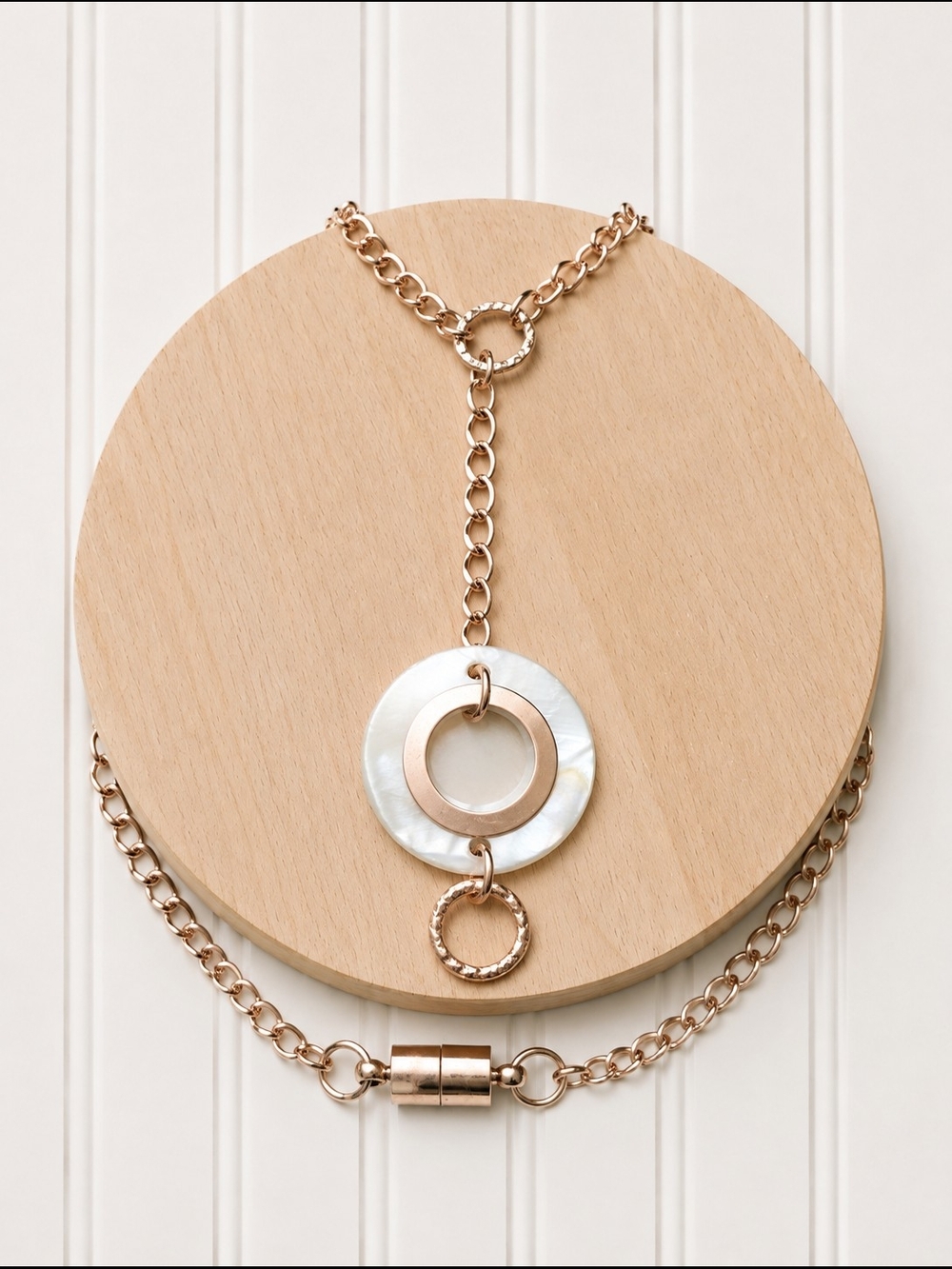 Gold and Mother-of-Pearl Drop Pendant Necklace - Women's Jewelry